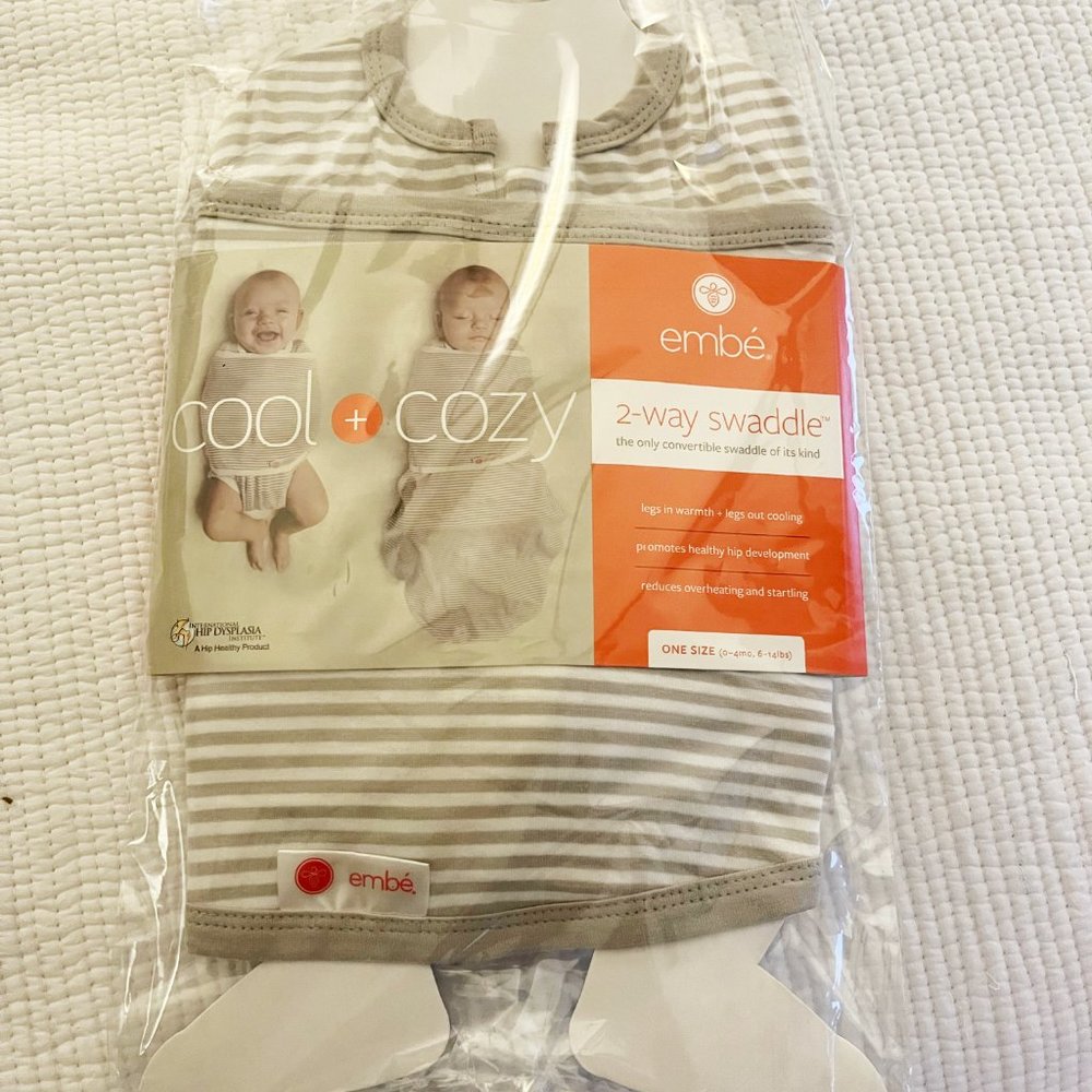 Embe 2 Way Swaddle - Gray Stripes